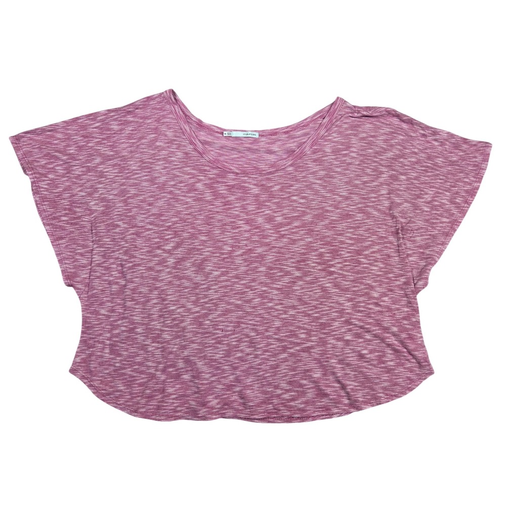 Maurices Womens XL Pink Space Dye Dolman Short Sleeve Scoop Neck Boxy Top